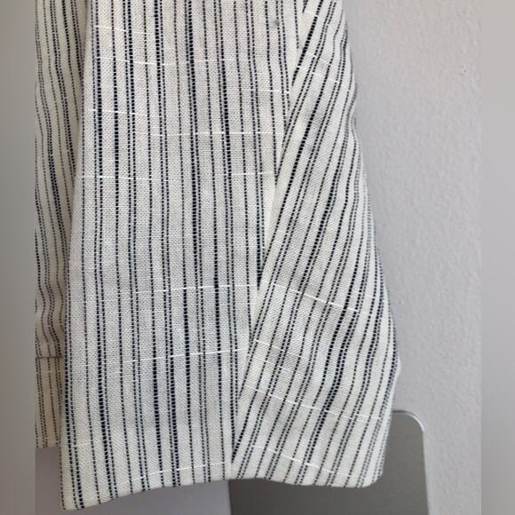 Anthropologie Cartonnier RARE Striped Fringed Linen White Blazer Women’s Size 8 - Picture 9 of 13